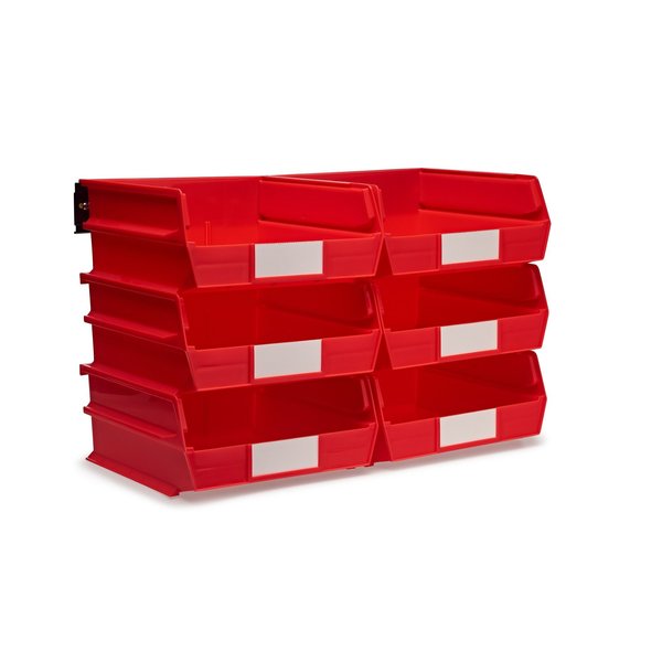 Triton Products Polypropylene Wall Storage, Red, Bins/Rails, 8 pcs., 10.875 in. D x 5 in. H x 11 in. W, Red 3-235RWS